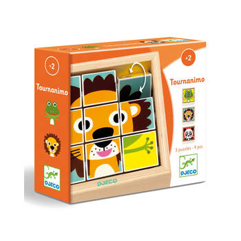 9pc Djeco Touranimo Safari Wooden Swivel Puzzles w/ Frame 2y+