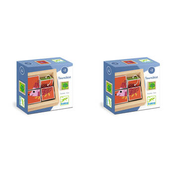 18pc Djeco Tournibist Wooden Swivel Puzzle In Frame 10cm Kids Toy 2y+