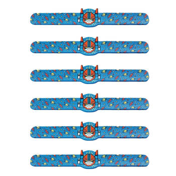 6PK Djeco Kids Robots, Dinosaurs & Tiger Snap Jewellery Bracelets 5y+ Assorted