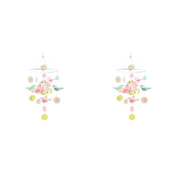 2PK Djeco Spring Birds Paper Mobile Nursery Room 21cm Hanging Decor 0m+