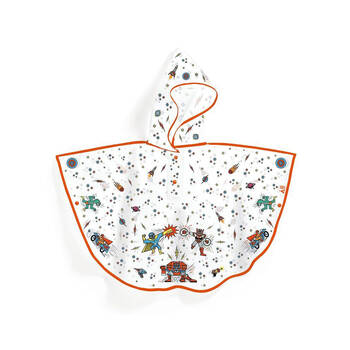 Djeco Medium Superhero Rain Coat Cape 90x46cm Kids Hoodie Poncho 5y+