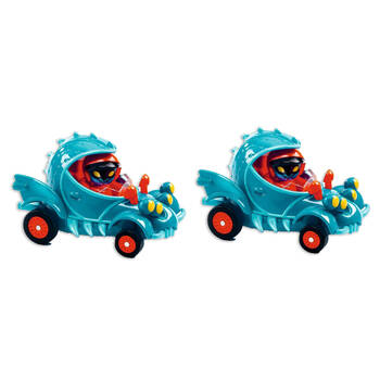 2PK Djeco Funny Beast Crazy Motors Kids Miniature Toy Car 3y+/7x4x4cm Aqua/Red