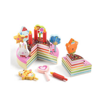 16pc Djeco Happy Birthday Cake & Candles Kids Pretend Play Toy Set 3y+