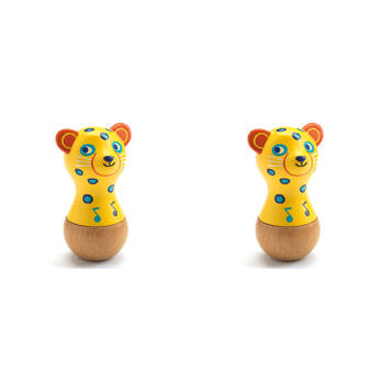 2PK Djeco Animambo Jaguar Maracas Kids Musical Play Toy 12m+