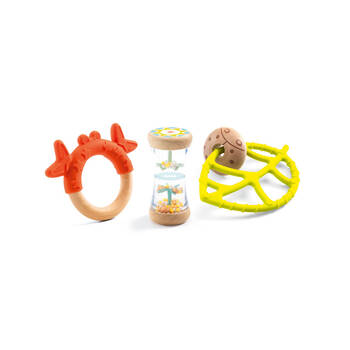 3pc Djeco Baby White Crab/Leaf Teething Ring Gift Set Kids/Children 3m+