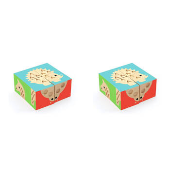 2PK Djeco TouchBasic Wooden Cubes Kids 9cm Educational Game 2y+