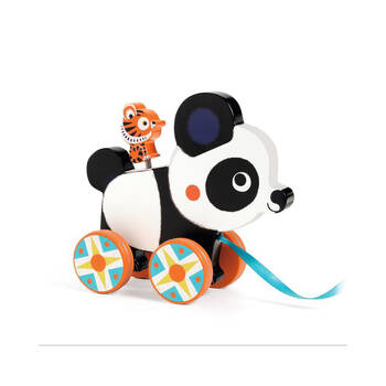 Djeco Wooden Billie Panda Pull Along 19cm Toy Kids/Children 18m+