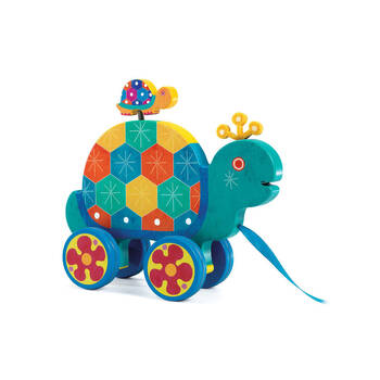 Djeco Wooden Gaspard Turtle Pull Along 22cm Toy Kids/Children 18m+