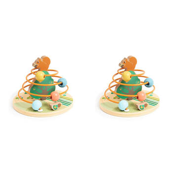2PK Djeco Squirrel Bead Frame Activity RollNut 17x17cm Toy Kids 18m+