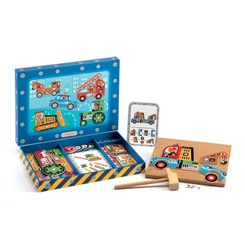 Djeco Vehicles Tap Tap w/ Template Cards/Box 30x23cm Wooden Toy 4y+