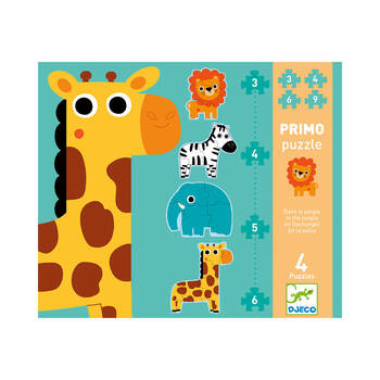 4pc Djeco Jungle  3/4/5/6 Giant Puzzle Set Kids Game 25x21cm 2y+