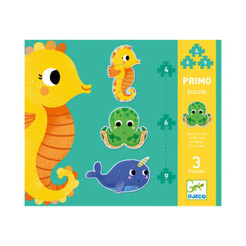 3pc Djeco In The Sea 4/6/9 Progressive Puzzle Set Kids Game 25x21cm 2y+