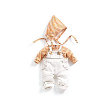 3pc Djeco Cannelle Doll's Outfit Dungarees/Top/Bonnet Set 18m+