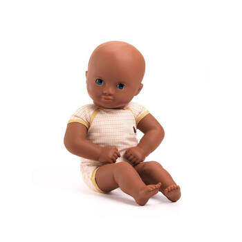 Djeco 32cm Pomea Machine Washable Soft Body Doll in Yellow 18m+