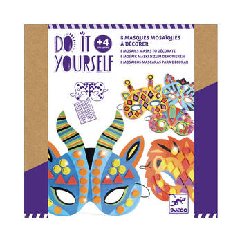 Djeco Do It Yourself Jungle Animal Masks Sticker Mosaics Kids DIY Kit 4y+