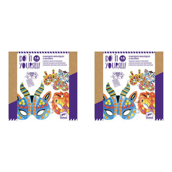 2PK Djeco Do It Yourself Jungle Animal Masks Sticker Mosaics Kids DIY Kit 4y+