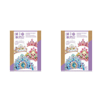 2PK Djeco Do It Yourself Like A Princess Tiaras Mosaic Stickers Kids Kit 5y+
