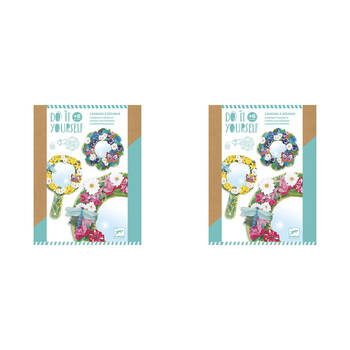 2PK Djeco Do It Yourself Pretty Flowers Mirrors Collage Kids DIY Kit 6y+