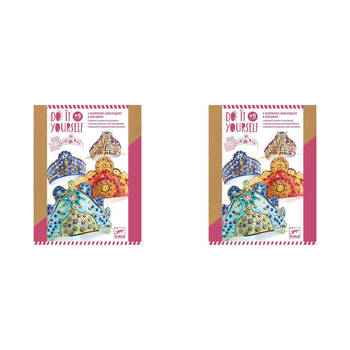 2PK Djeco Do It Yourself Enchantresses Tiaras Mosaic Stickers Kids DIY Kit 5y+