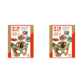2PK Djeco Do It Yourself Super Robots Masks Metallic Stickers Kids DIY Kit 5y+