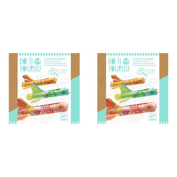 2PK Djeco Do It Yourself Koinobori Flying Fish Colour & Inflate Kids Kit 4y+