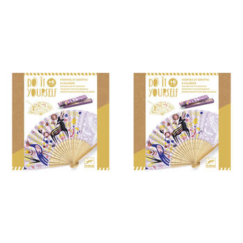 2PK Djeco Do It Yourself Woodland Beauty Fan Colour Kids DIY Kit 6y+