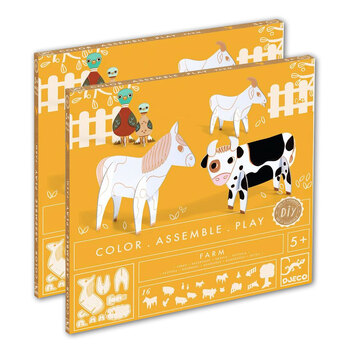 2PK Djeco Cut Out Farm Kids Interactive Craft Kit Toy 5y+