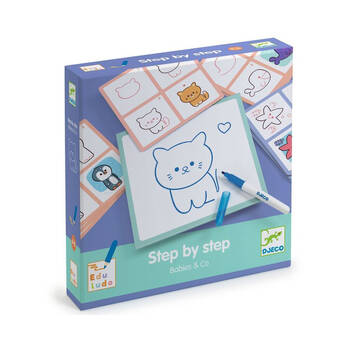 Djeco Step by Babies & Co Animals Learn to Draw Kids Development Game 4y+