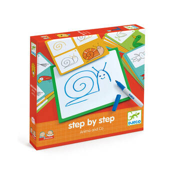 Djeco Step by Step Learn to Draw Animals w/ White Board 3y+