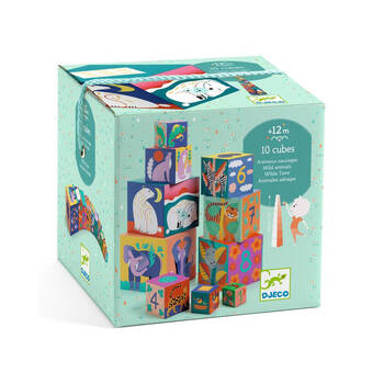 Djeco Wild Animal Blocks Kids Stacking Toy Set 12m+