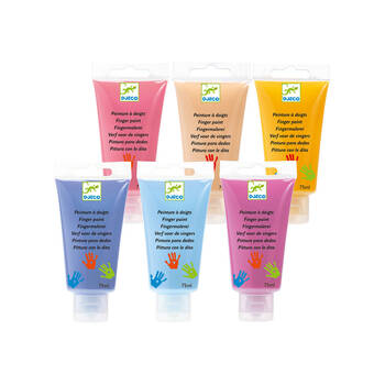 6pc Djeco Sweet Finger Paint Tubes Kids Colouring Art 18m+