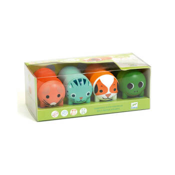 4pc Djeco Garden Animal Stamps 28mm For Littles Ones 18m+