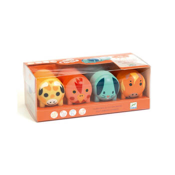 4pc Djeco Farm Animal Stamps 28mm For Little Ones 18m+