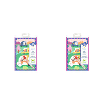 2PK Djeco On The Road Water Colouring Art Kids Activity Kit 18m+