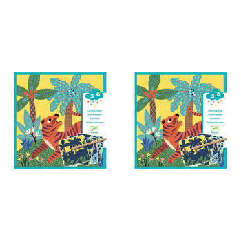 2PK Djeco Big Animals Scratch Cards w/ Stylus Kids Activity 3y+