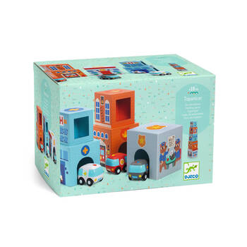 Djeco Topani Car Blocks Kids Interactive Toy Set 18m+