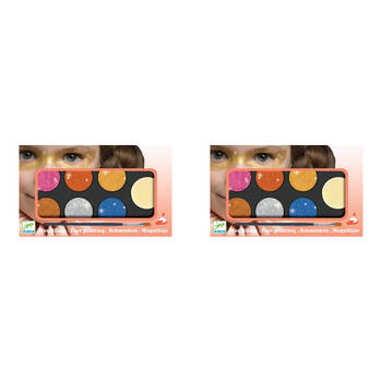 2PK Djeco Metallic Body Art Palette 6-Colours Face Paint Set 3y+