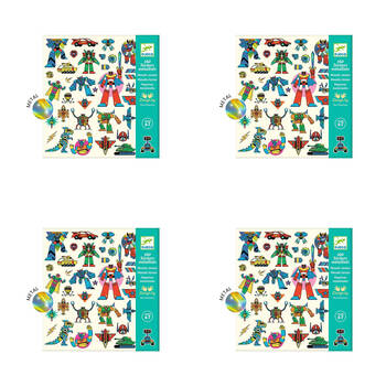 640pc Djeco Robot Metallic Stickers Stationery Decals Set Kids 4y+