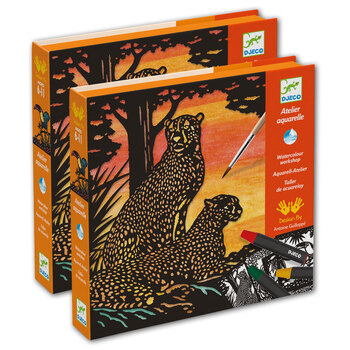 2PK Djeco Backlight Watercolour Workshop Kids Art Book 6y+