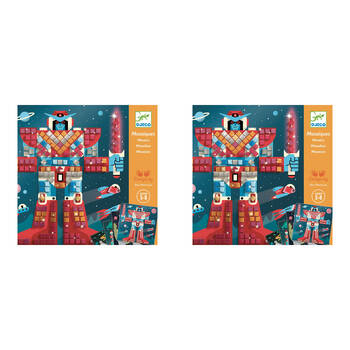 2PK Djeco Space Battle Mosaic Kids DIY Creative Craft Kit 5y+