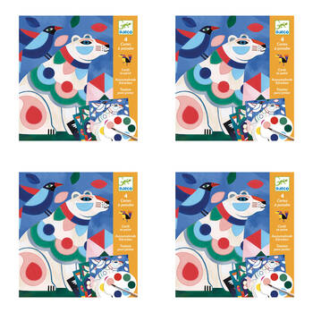 4PK Djeco Fanciful Animals Cards To Paint Kids Crafts/Art Set 6y+