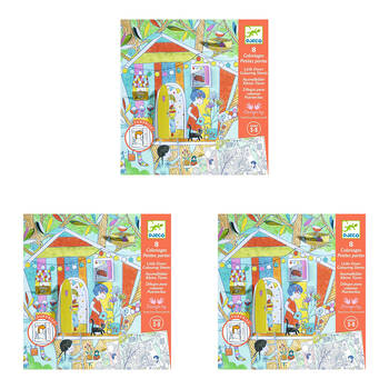 3PK Djeco Ninas Play Tent Colouring Surprise Kit Kids Art Sheets 5y+
