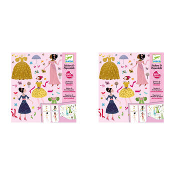 2PK Djeco Dresses Through Seasons Stickers & Paper Dolls Set 6y+