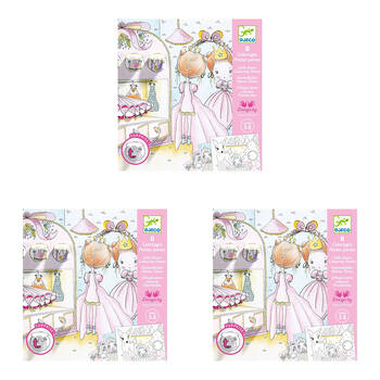 3PK Djeco Pupis Little Doors Colouring Surprise Kit Kids Art Sheets 5y+