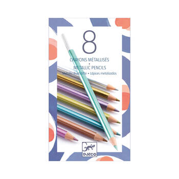 8pc Djeco Metallic Colouring Pencils Stationery Writing 6y+