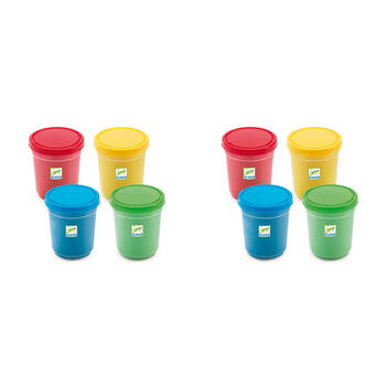 2PK Djeco 4 Pots of Bright Modelling Dough Kids Crafts/Art Set 18m+