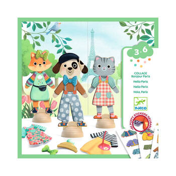 9pc Djeco Bonjour Paris Collage Activity Set Kids 3y+