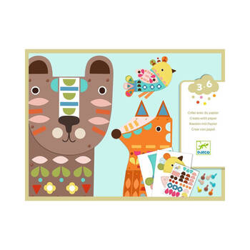 Djeco 3 Giant Animals Paper Kids Crafts Sticker Set Set 3y+