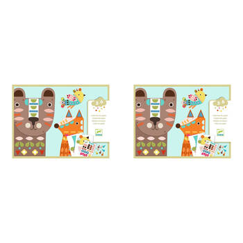 2PK Djeco 3 Giant Animals Paper Kids Crafts Sticker Set Set 3y+