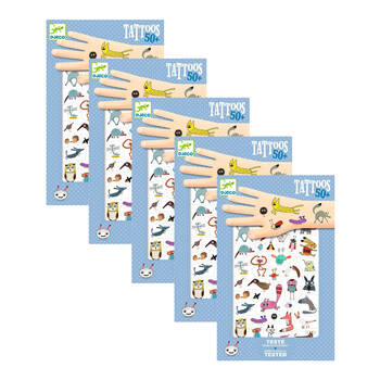 5PK 50pc Djeco Kids Little Crittters Pre Cut Press On Temporary Tattoos 3y+